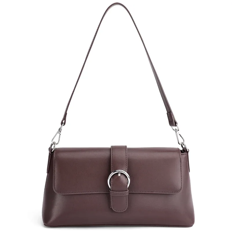 sac bandoulière léger en cuir véritable pour femme, couleur unie, petit sac à l'épaule de luxe, sac messager léger de créateur