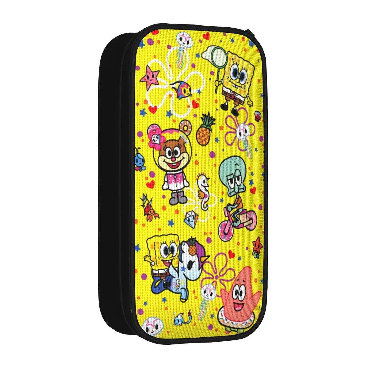 trousse à crayons s-spongebobs avec portraits de visages multiples, pochette en toile, grande capacité, pour garçons et filles, fournitures scolaires