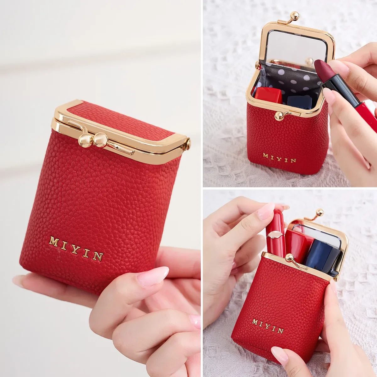 pochette de rangement pour rouge à lèvres imprimé léopard, mini sac de maquillage portable en cuir microfibre pour femme, simple, pour bijoux, écouteurs et monnaie, avec m