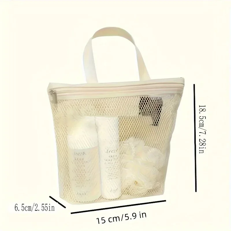 sac de maquillage en maille portable, imperméable, sac de toilette de voyage, respirant, séchage rapide, pochette organisatrice de cosmétiques pour salle de bain et salle de sport