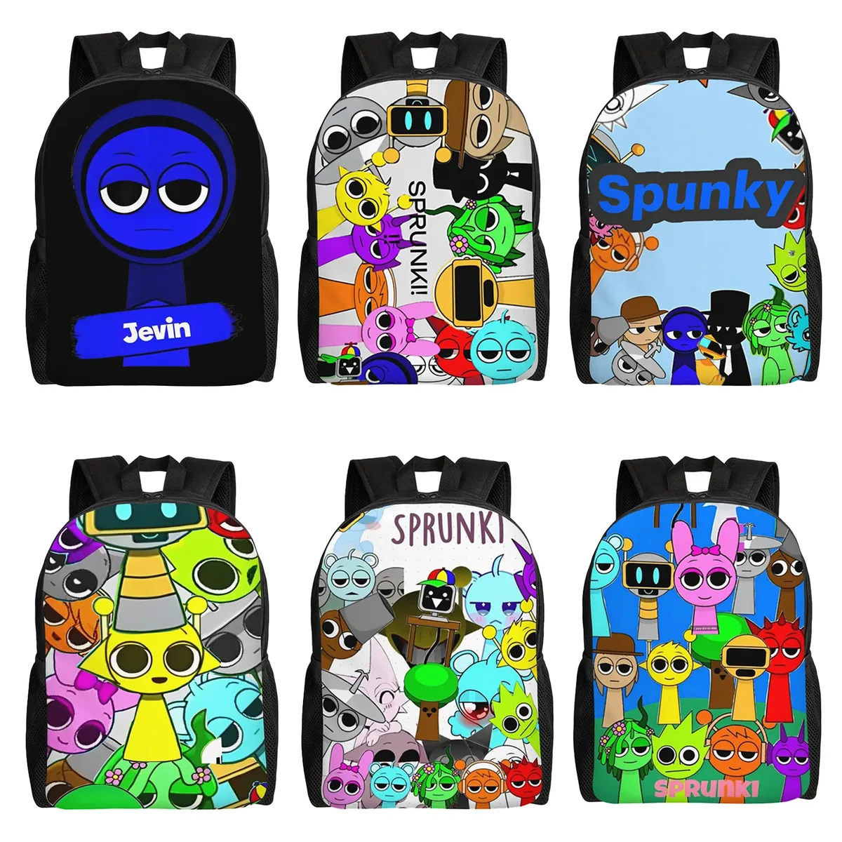 sprunki jevin drôle sac à dos décontracté léger lycée randonnée voyage sac à dos pour hommes femmes ordinateur portable sac à bandoulière