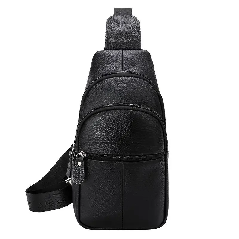 sac de poitrine en cuir véritable pour hommes, sac à bandoulière en cuir de vache de grande capacité, sac à bandoulière pour hommes d'affaires, sac de rangement pour téléphone