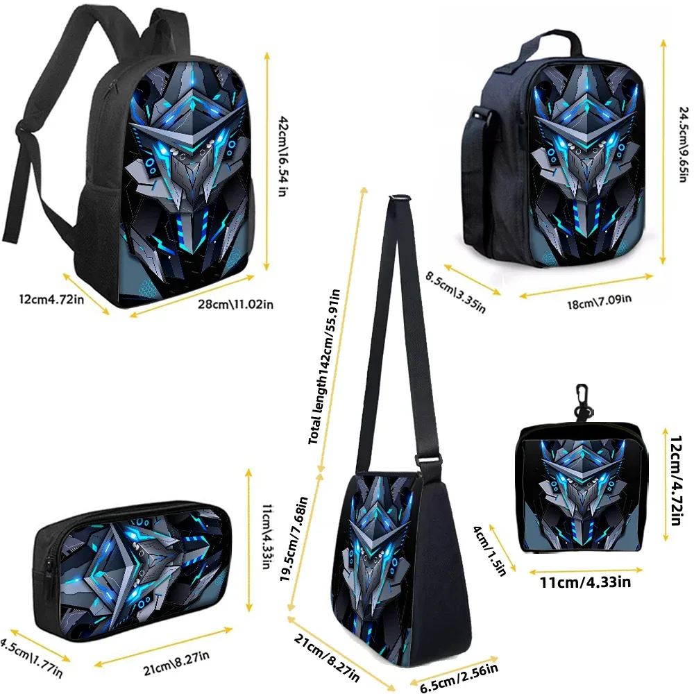 ensemble de sacs à dos graphiques robotisés 1/2/3/4/5 pièces | idéal pour l'école et les déplacements quotidiens