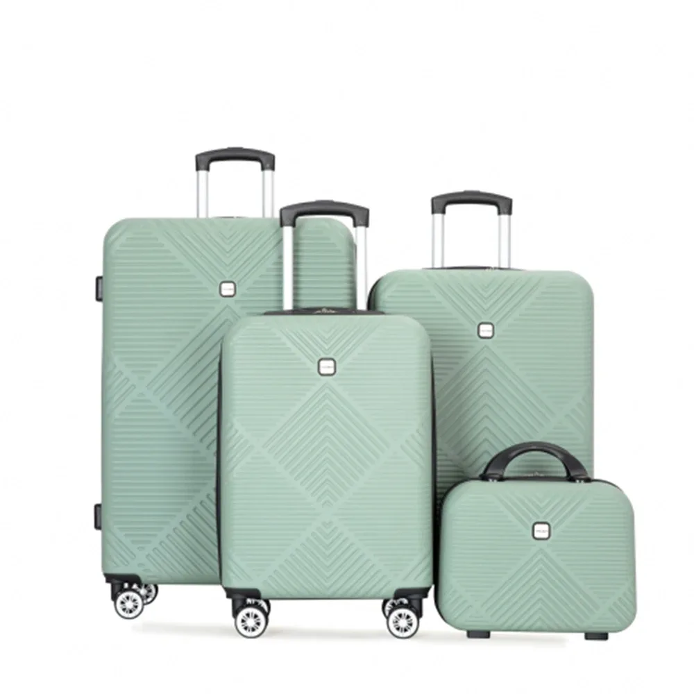 ensemble de bagages travelhouse 4 pièces, valise légère en abs avec roulettes pivotantes, 14" 20" 24" 28"