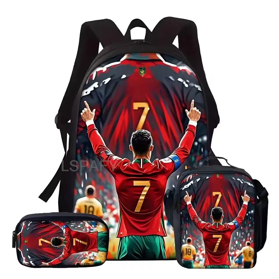 sac dos nylon imprimé cristiano ronaldo multicolore noir unisexe grande capacité pochette sacs associés