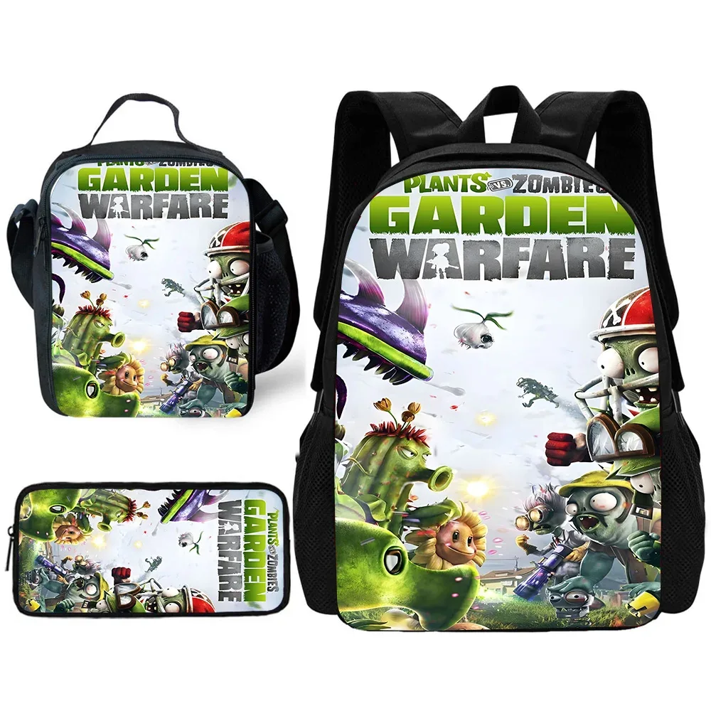 jeu chaud pour enfants pour p-plantes vs z-zombiess, sac à dos d'école avec sacs à déjeuner, sacs à crayons, sacs d'école pour garçons et filles, meilleur cadeau