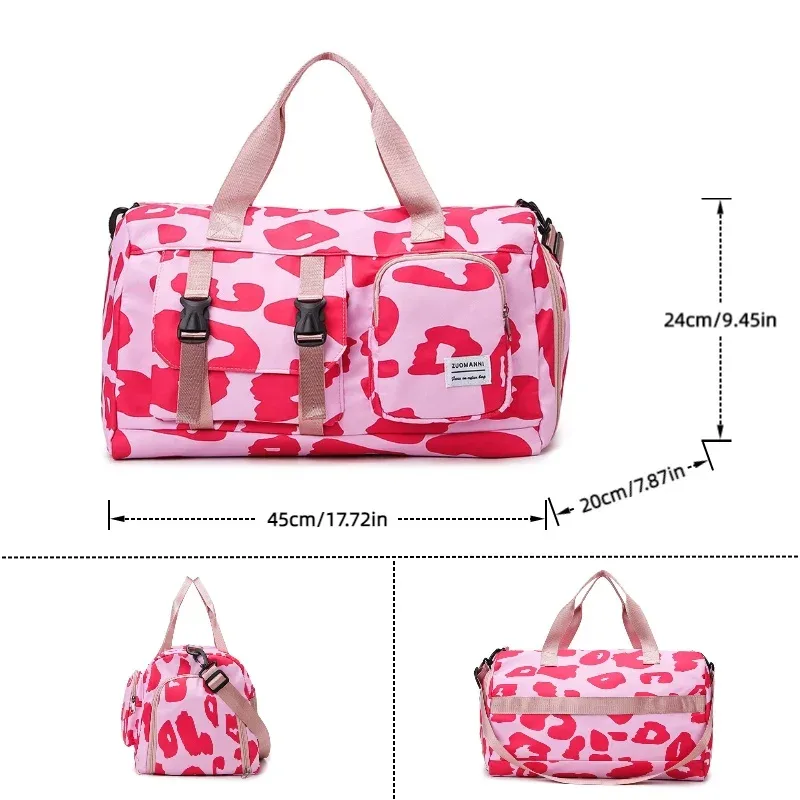 sac de sport tendance à imprimé léopard, sac de week-end, idéal pour les voyages en plein air, la natation, le fitness et le camping