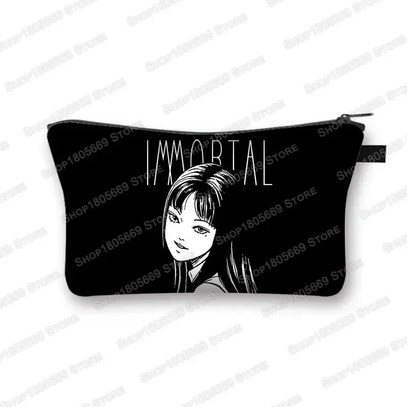 trousse à cosmétiques imprimée manga d'horreur tomie spiralized pour femmes, trousse de maquillage, rouge à lèvres, trousse de toilette, mini sac à main pour filles, trousse à cosmétiques
