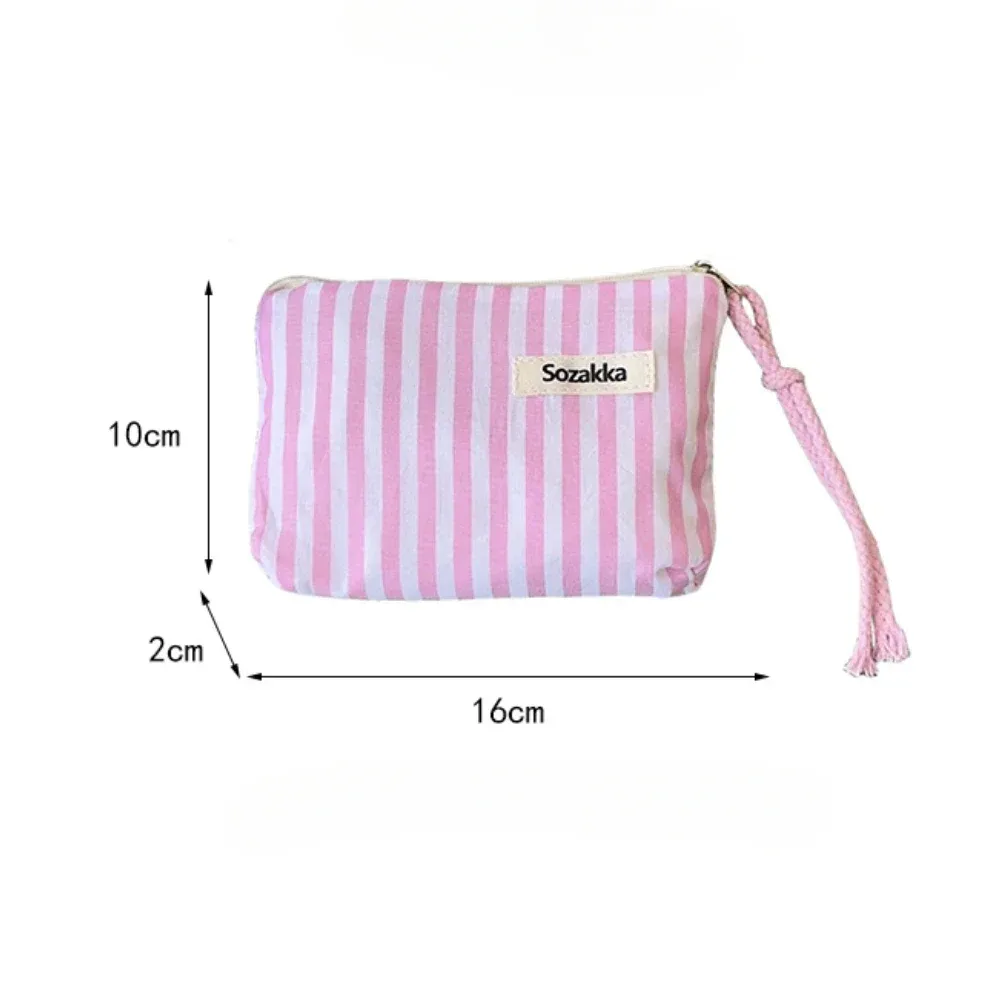 petit sac à cosmétiques mignon, mini organisateur rayé en toile pour femmes, sac de maquillage pour rouge à lèvres, sac à main