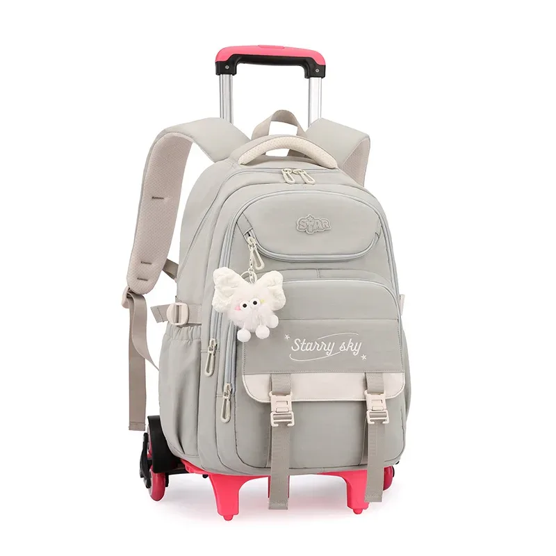 sac à dos scolaire pour enfants avec roulettes, sac à dos à roulettes pour filles, sac à dos d'étudiant, 2/6 roues, sac à dos scolaire à roulettes, sac à livres pour enfants