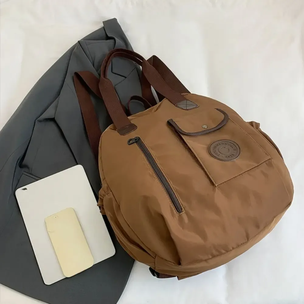 sac à dos de natation en nylon de style coréen mignon, grande capacité, couleur unie, forme ronde, sac à bandoulière, sac fourre-tout, sac de sport en nylon, sac de voyage
