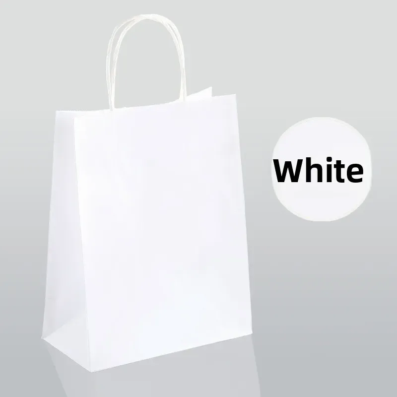 sac en papier multifonctionnel avec poignées, logo personnalisé, 10/50 pièces, sac cadeau pour fête d'anniversaire, sacs de shopping, sac d'emballage en papier kraft