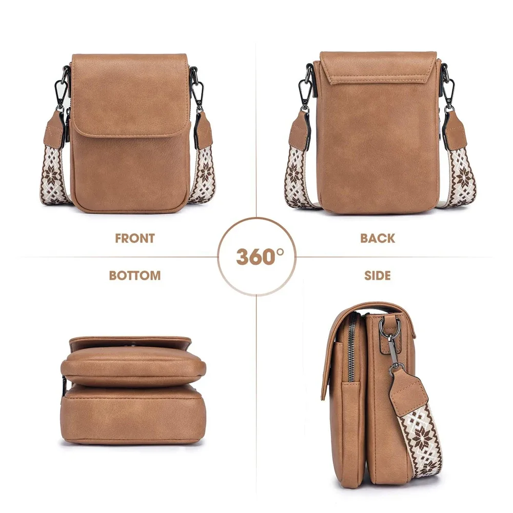 sac à bandoulière rétro en cuir pu pour femmes, large bandoulière simple avec couvercle, petit sac carré à la mode, nouvelle collection