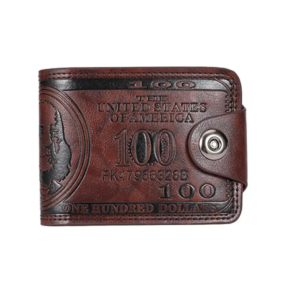 portefeuilles pour hommes avec loquet à motif de 100 dollars américains portefeuille en cuir pour hommes avec porte-carte à fermeture éclair porte-monnaie de poche cartera hombre
