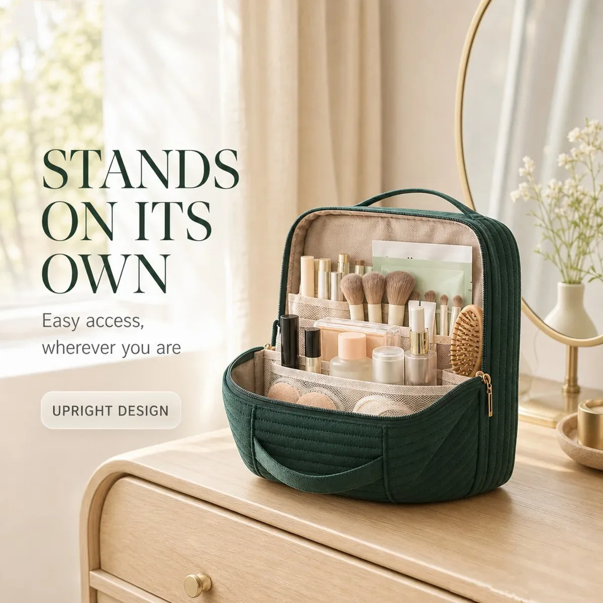 trousse de maquillage de grande capacité pour filles, sac de rangement étanche, organisateur de maquillage, sac à main portable pour la maison et les voyages