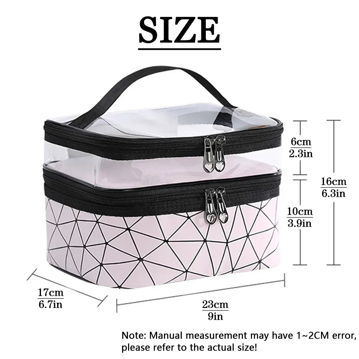 sac de maquillage portable double couche grande capacité, trousse de toilette étanche de voyage, pochette de rangement portable pour cosmétiques