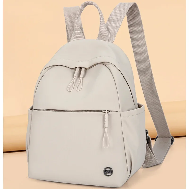 sac à dos tendance en nylon imperméable pour femmes, couleur unie, simple, loisirs, voyage, sacs à bandoulière pour adolescents