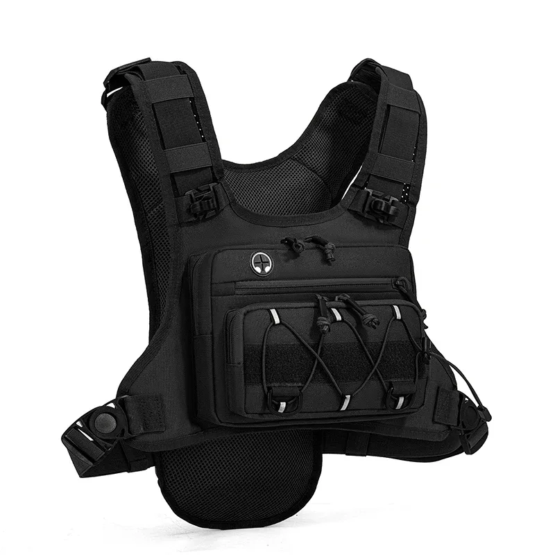 sac tactique multifonctionnel : gilet de poitrine, sac à dos, sacoche de poitrine réfléchissante pour le camping, la chasse, la course à pied, le cyclisme et les voyages, avec poche d'hydratation intégrée pour homme