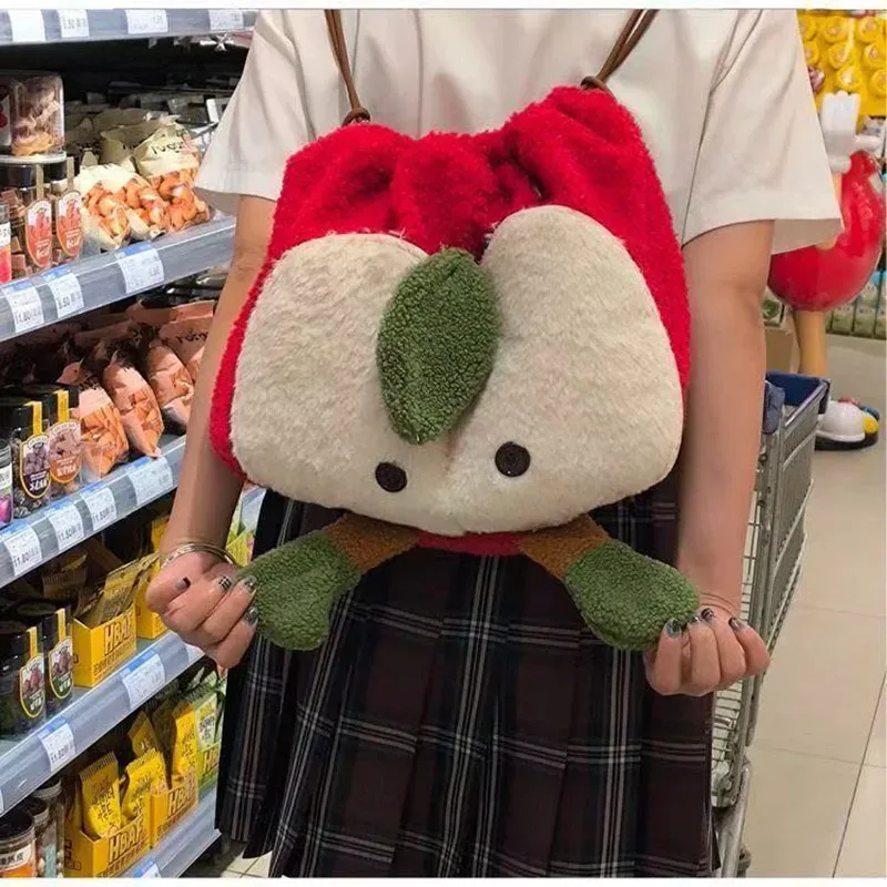 sac dos polyester rouge pomme moelleuse bandoulière arquée chain brodée grande capacité voyage cosplay