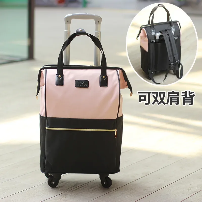 valise de voyage simple et portable de grande capacité pour femmes, sac à roulettes, sac à dos, sac d'embarquement, 2025