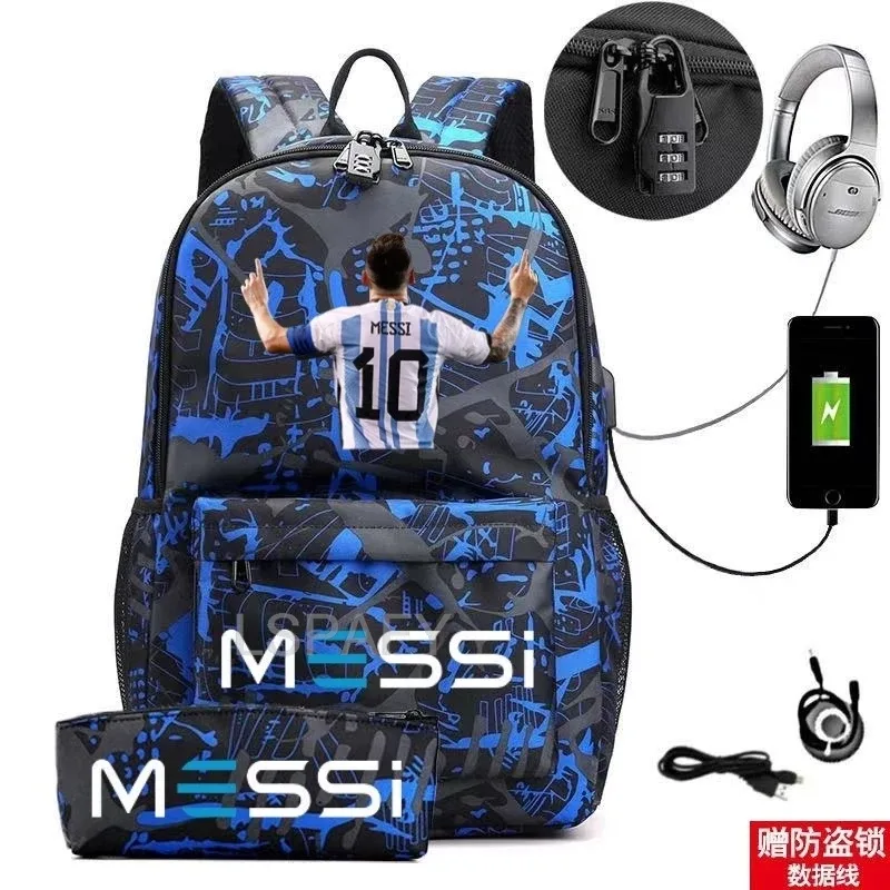 sac à dos messi tendance avec port usb antivol, grande capacité, pour femmes, hommes, adolescents, sacs d'école décontractés pour lycéens, mochilas