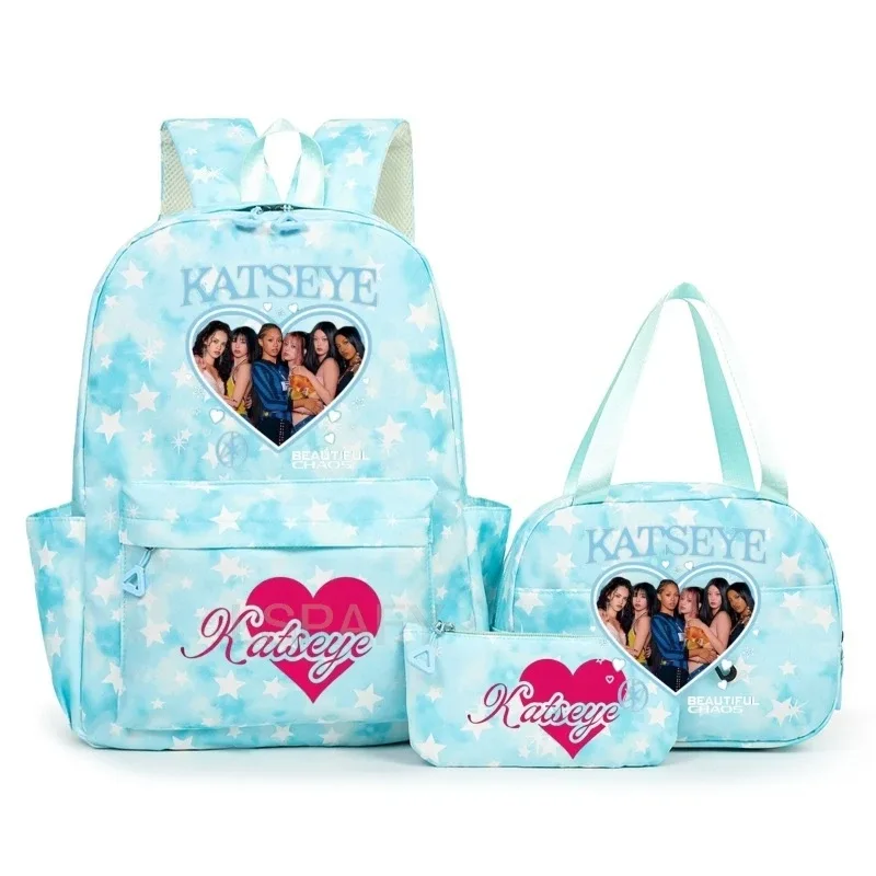 sac à dos amusant katseye pour adolescents, sac de voyage à double bandoulière, sac à crayons, sac à déjeuner, sac à livres décontracté pour étudiants, sac d'école pour filles, grande capacité, mochila