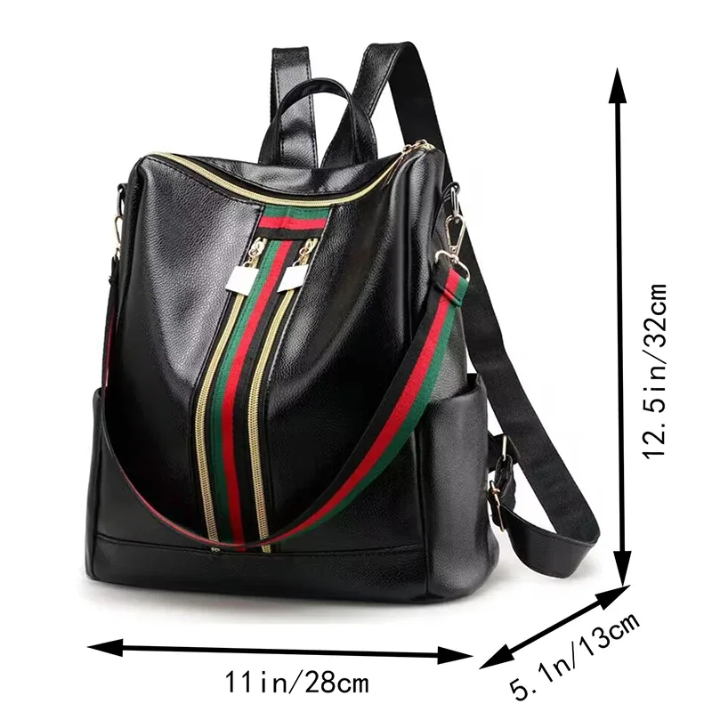 sac à bandoulière double, sac pour femmes à double usage de grande capacité, sac à dos pour femmes de style coréen à rayures de couleur contrastée à la mode