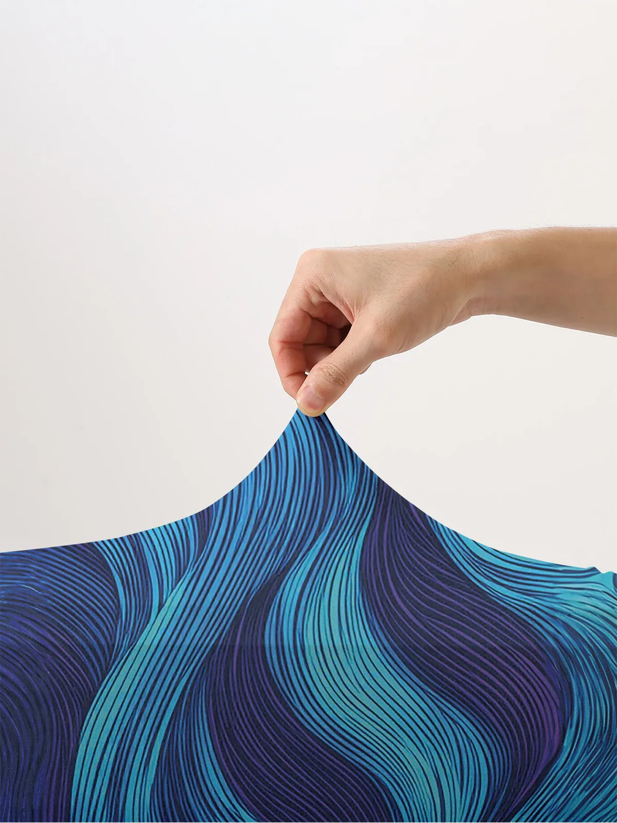 housse de protection pour bagages à motif de lignes ondulées bleu et violet, adaptée aux bagages de 18 à 32 pouces, avec poignées, accessoire de voyage