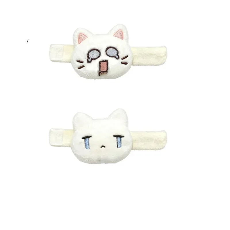 pendentif en peluche chat mignon aux larmes, décoration de sangle de sac à dos à velcro, accessoires de sac à clés en peluche de dessin animé, cadeau esthétique pour ami