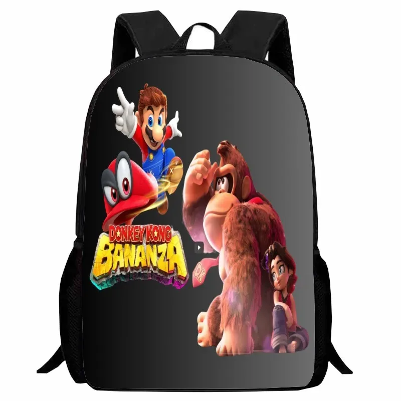 sac dos nylon donkey kong animé joyeux course combat famille grande capacité voyager école