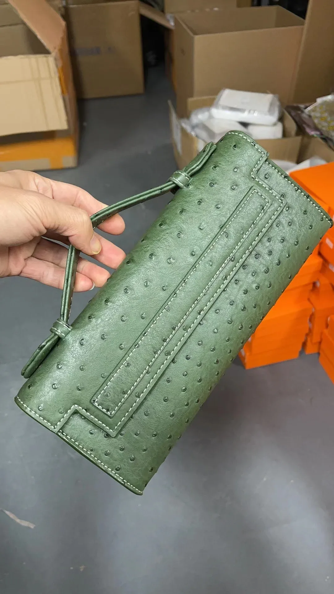 xmessun personnalisé motif d'autruche longue pochette en cuir pu sac fourre-tout de fête de haute qualité sacs à main de créateur ins sac à la mode
