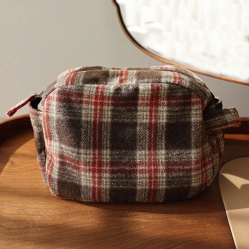 trousse de maquillage rétro, pochette en toile, grande trousse de cosmétiques, trousse de toilette de voyage, étui de rangement portable pour rouge à lèvres, trousse de bain et de douche pour femme.