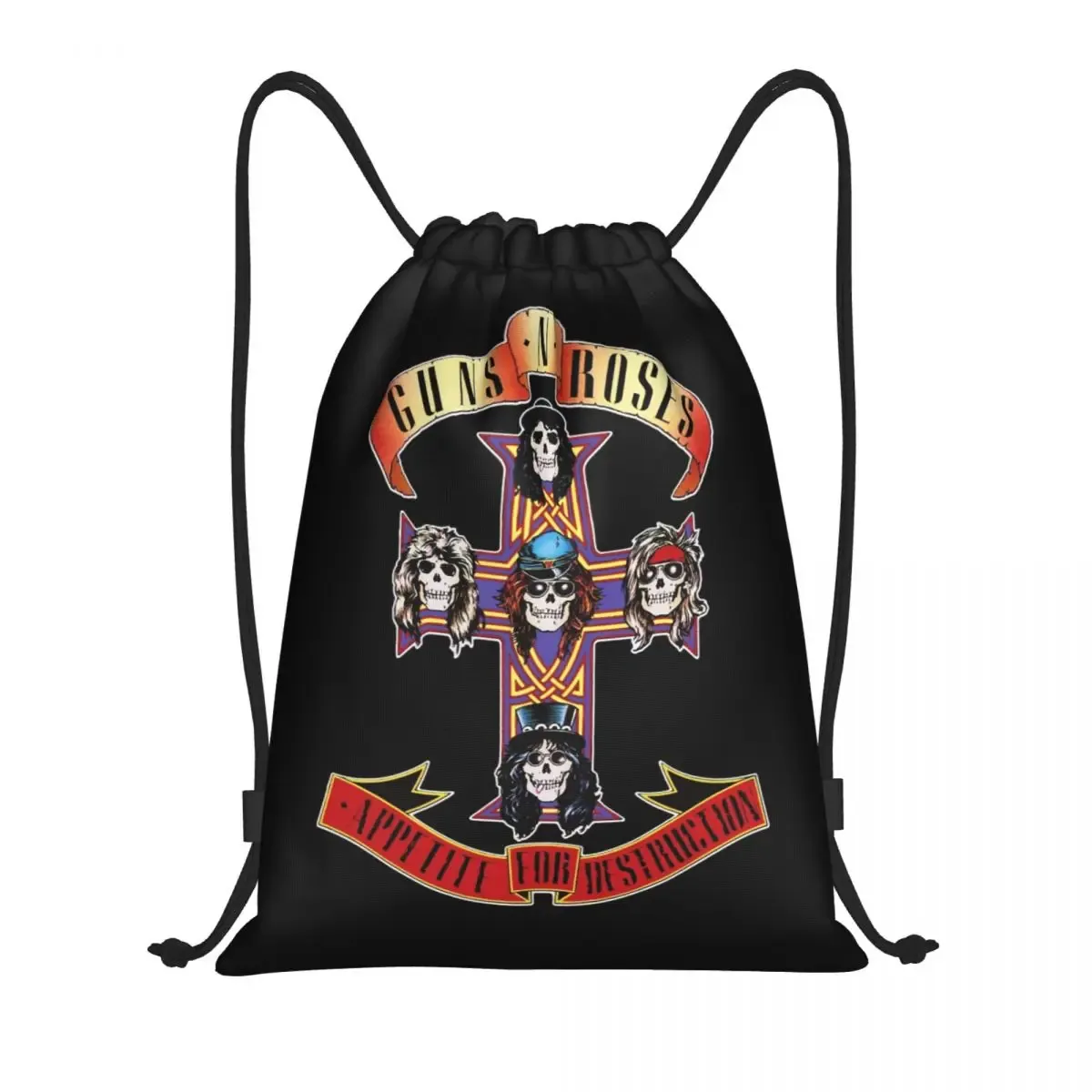 hard rock band guns n roses sac à dos à cordon femmes hommes gym sport sac à dos portable balle logo sac à provisions sac