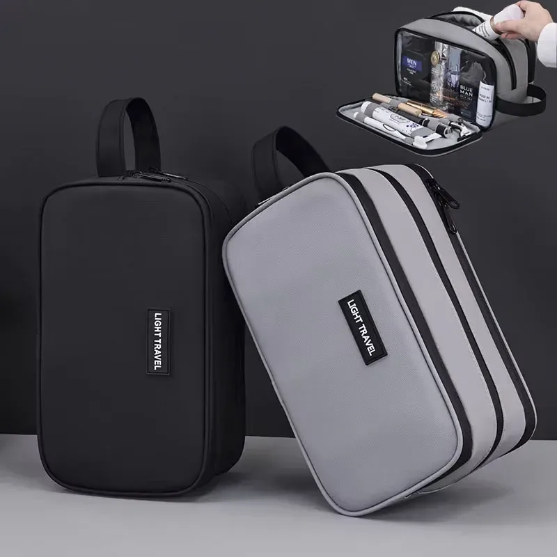 trousse de maquillage pour hommes, série elite à 3 couches, trousse de toilette de grande capacité pour hommes, essentiels de voyage, organisateur de cosmétiques portable premium