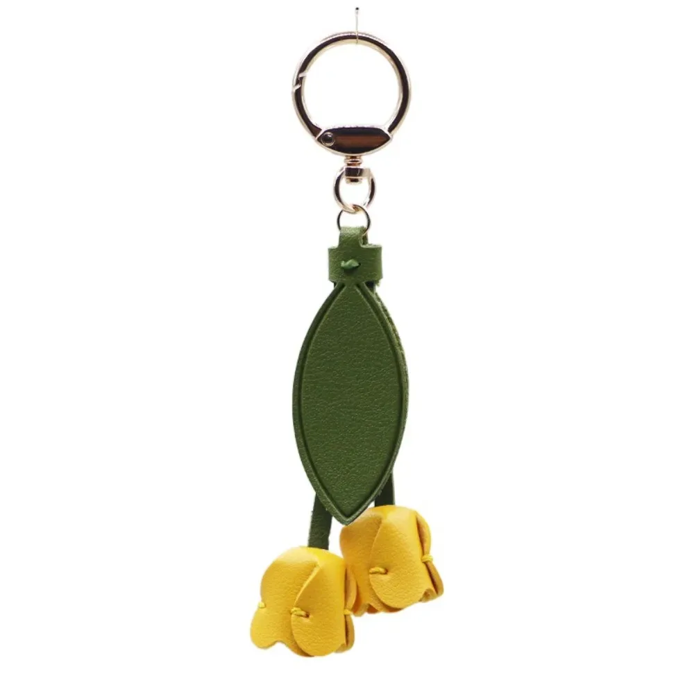 pendentif de sac tulipe en cuir pu, dopamine, frais, décoration de sac à dos, accessoires assortis, breloques de sac, lanière florale, cadeau