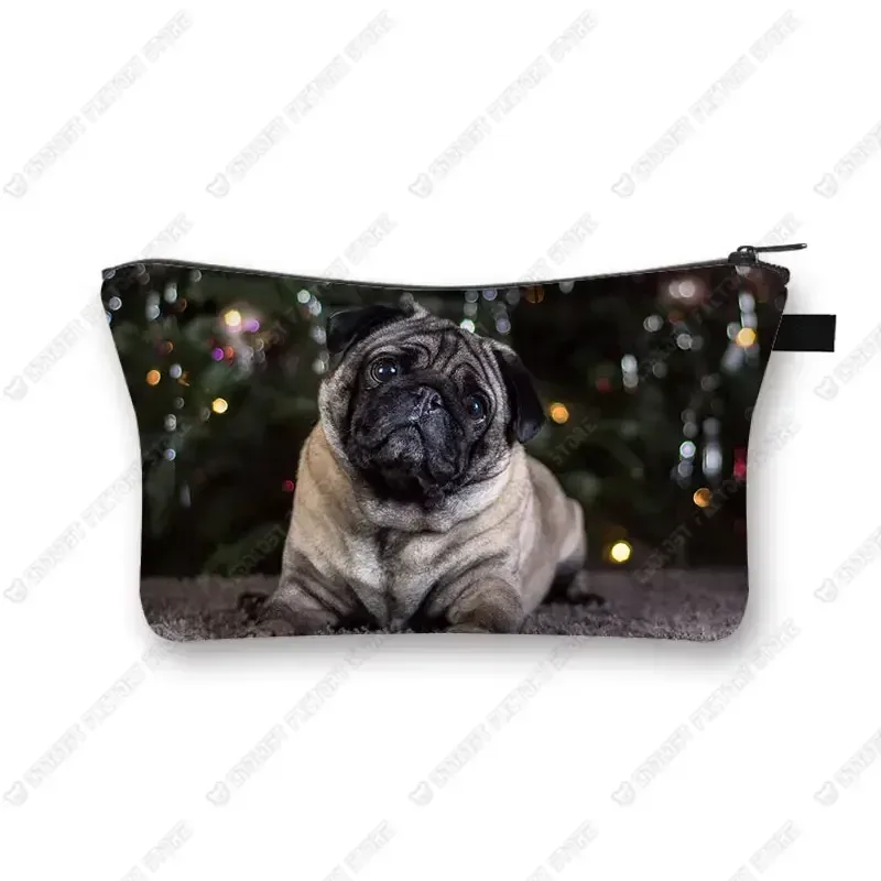 sacs à cosmétiques imprimés chien carlin 3d, motif pékinois mignon pour trousse de maquillage, organisateur nécessaire pour femmes, mini sac à main de voyage