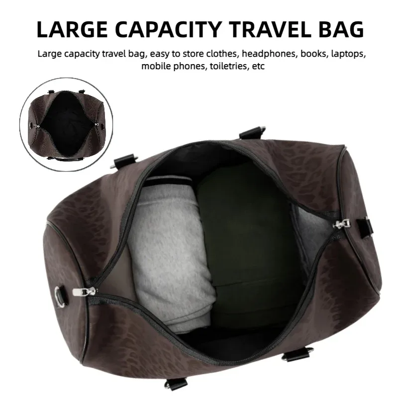 sac de voyage week-end imprimé léopard, grand sac de transport, sac de sport, sac de nuit avec sangle réglable pour hommes et femmes