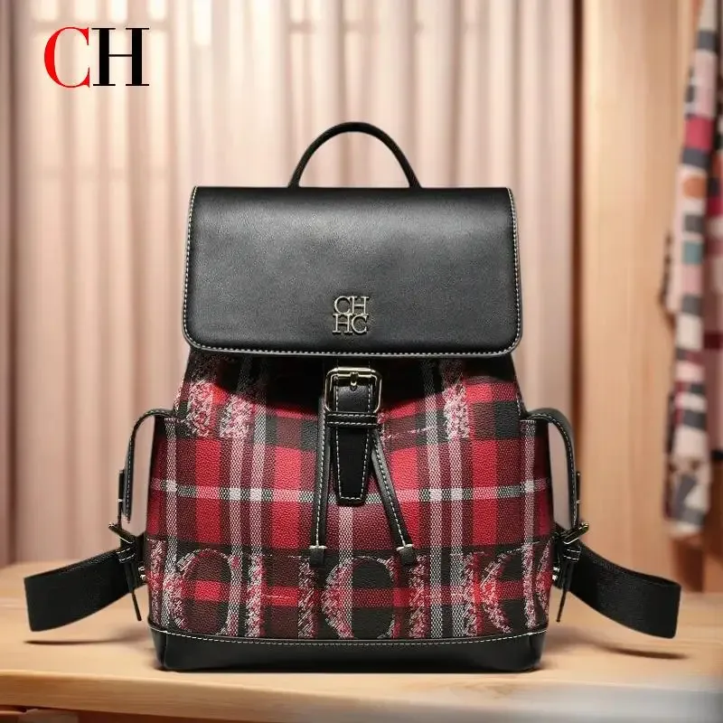 sac dos tissu résistant motif tartan noir rouge blanc bandoulière voyage femmes etudiant ecole