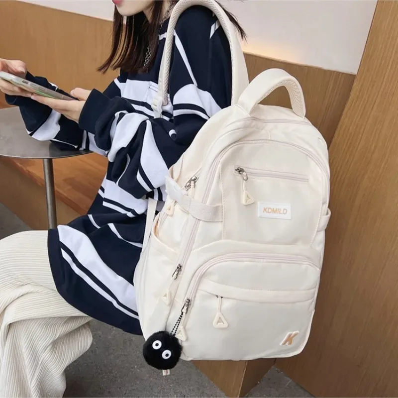 sac à dos en nylon imperméable pour filles, cartable de grande capacité, sacs à dos pour ordinateur portable pour documents solides, sac initié aux voyages en plein air, mode simple