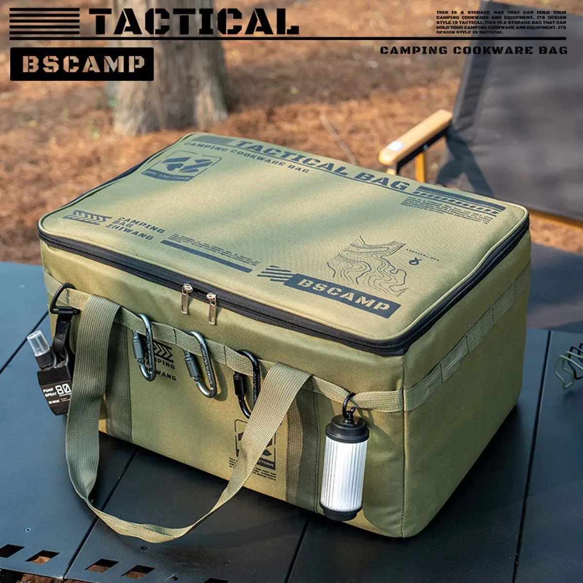 sac de rangement tactique de grande capacité pour l'extérieur, avec récipients de cuisson, protection anti-choc pour bouteille de gaz, sac de camping et de pique-nique