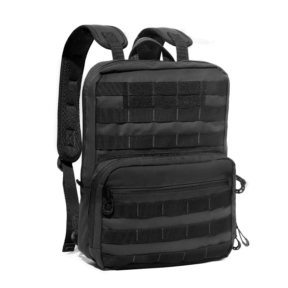 sac à dos tactique pour ordinateur portable de 14 pouces pour hommes, petit sac à dos compact edc avec système molle, nylon durable, noir et kaki