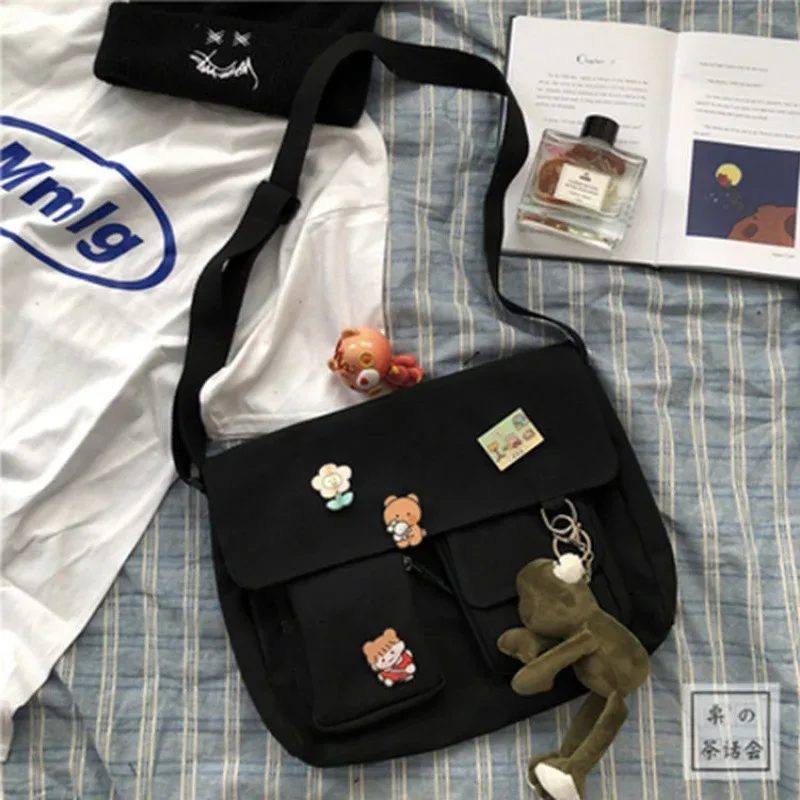 femmes simple sac de messager sacoche décontractée dames sacs à main sac à bandoulière pochette filles doux imprimé toile croix sacs d'école sacs à main