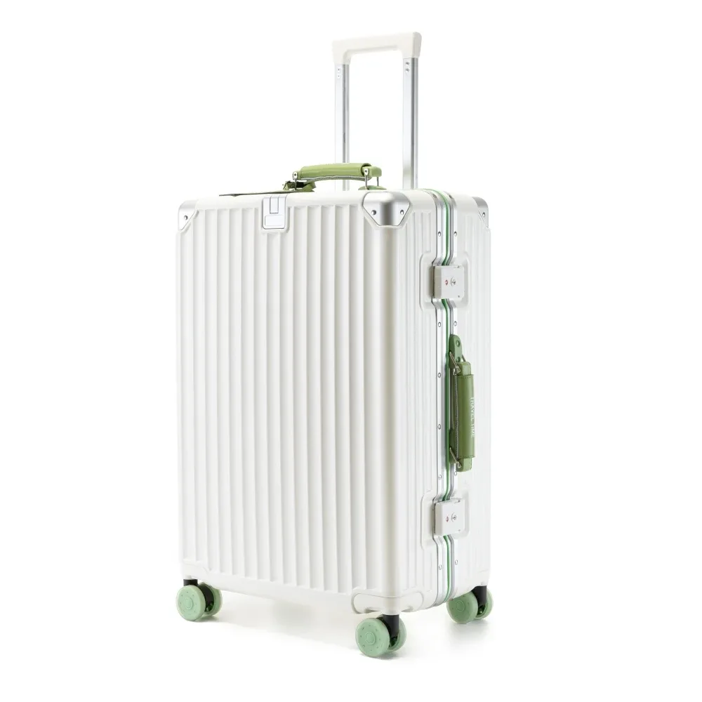 valise à roulettes fashoin en cuir souple avec poignée, coque rigide en pc, cadre en aluminium, serrure tsa, pour femme, 20/24 pouces