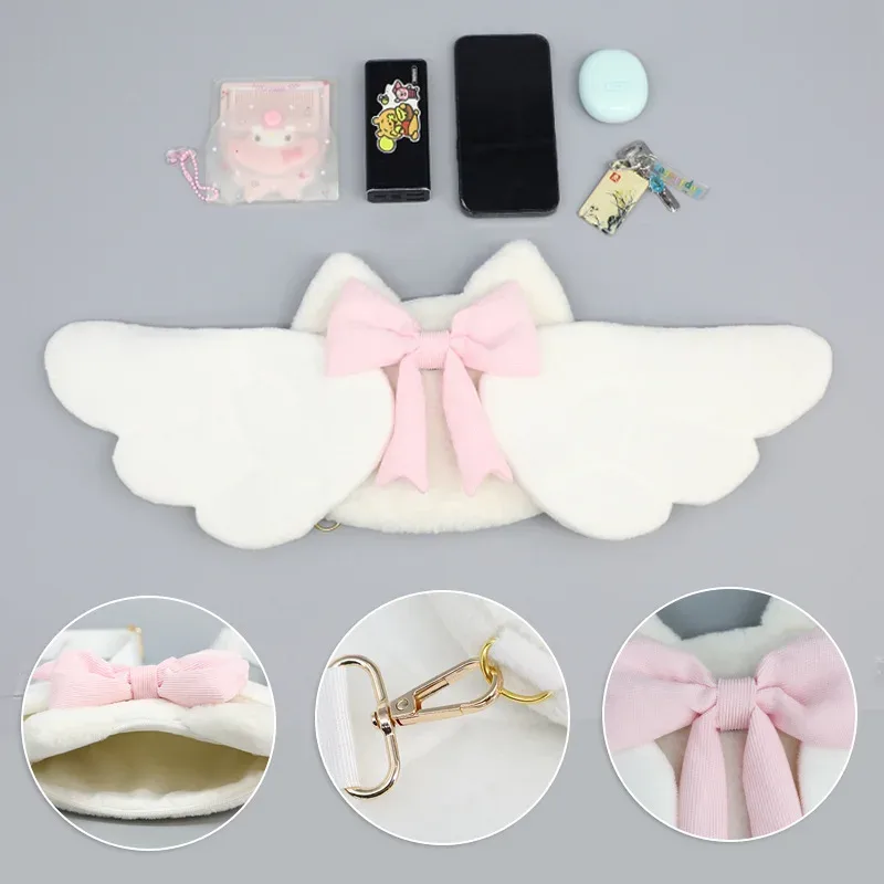 sac à dos en peluche ailes d'ange pour filles, sac de cosplay japonais y2k kawaii mignon lolita jk pour fête/cadeau d'anniversaire/sac à main d'école