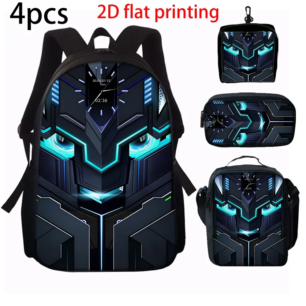 sac dos polyester noir motifs futuristes bleu blanc poignée supérieure bandes latérales petit sac main porte monnaie usage quotidien école déplacements
