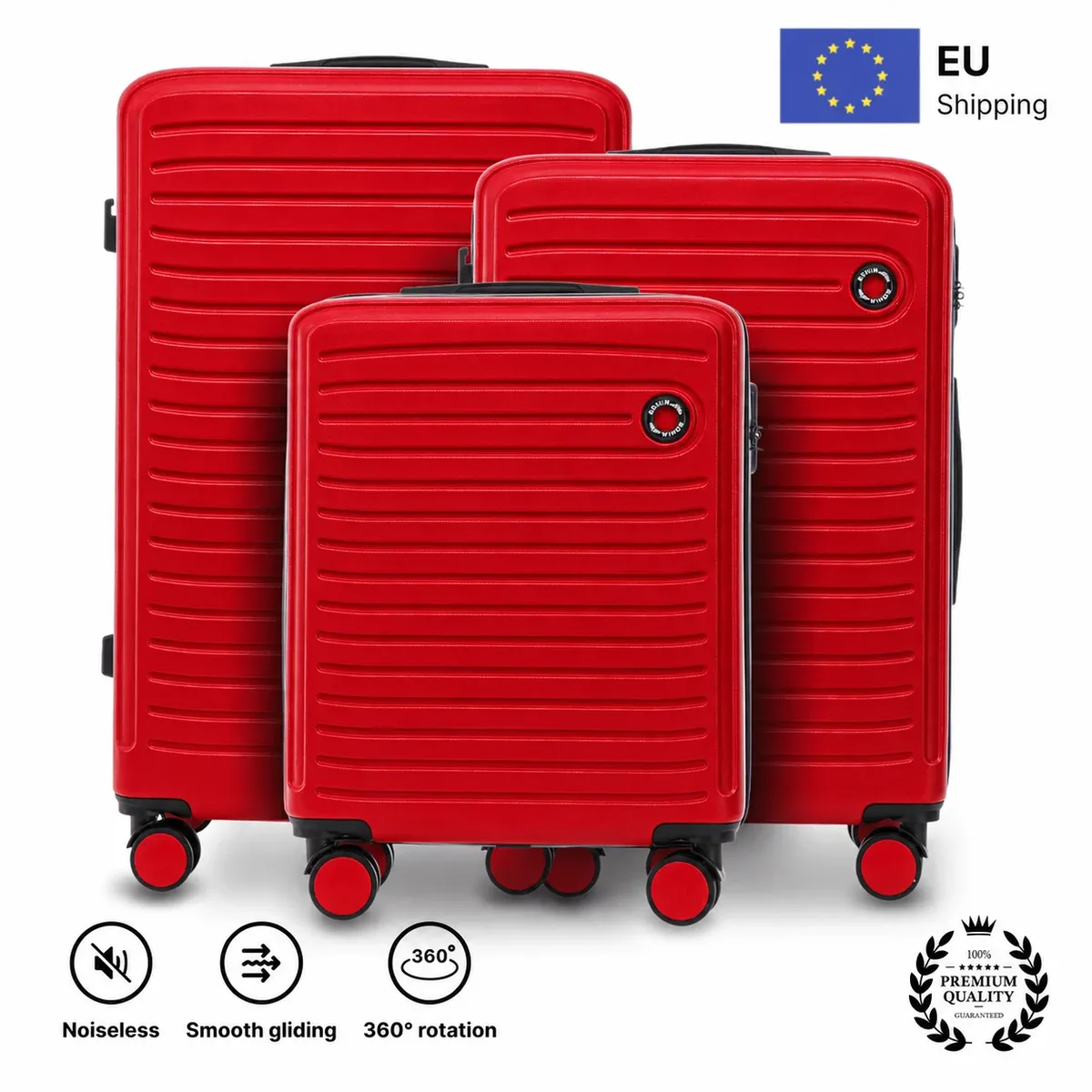 ensemble de 3 valises durables en abs + coot (28 "/24"/20 ")  roues 360 verrouillage cryptographique |   cabine de voyage, grande et moyenne |   dimensions environ 75x50x30 cm/64.5x44x26.5 cm/55x40x20 cm |   couleurs : champagne, jaune, noir, bleu marine