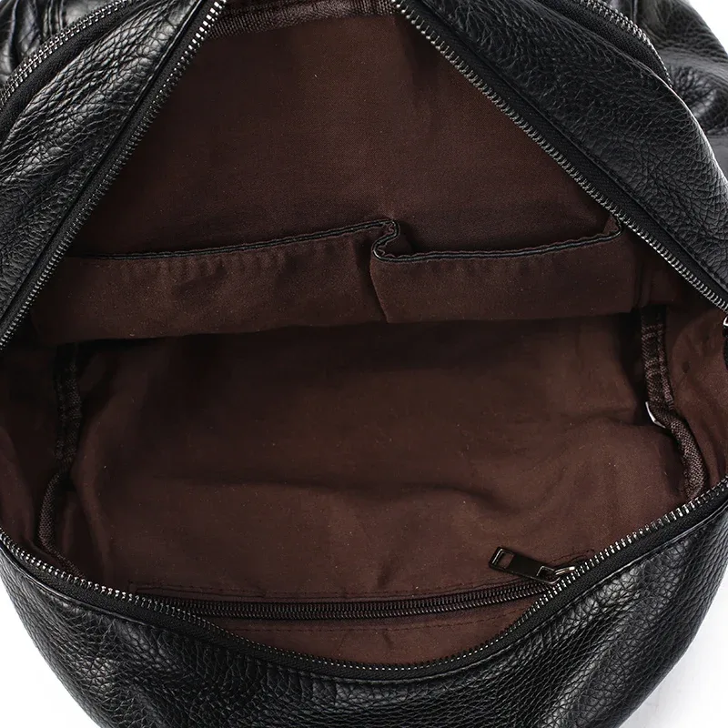 nigedu – sac à dos en cuir pu souple pour femmes, grande capacité, noir, décontracté, pour l'école, pour livres, sac de voyage, sac de jour, mochila