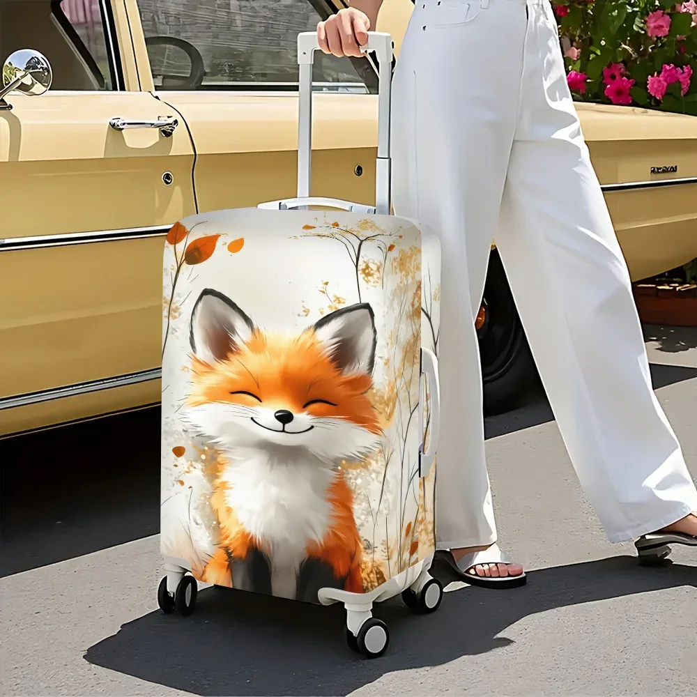 housse valise polyester renard souriant orange blanc motifs floral protection voyage grande capacité transport