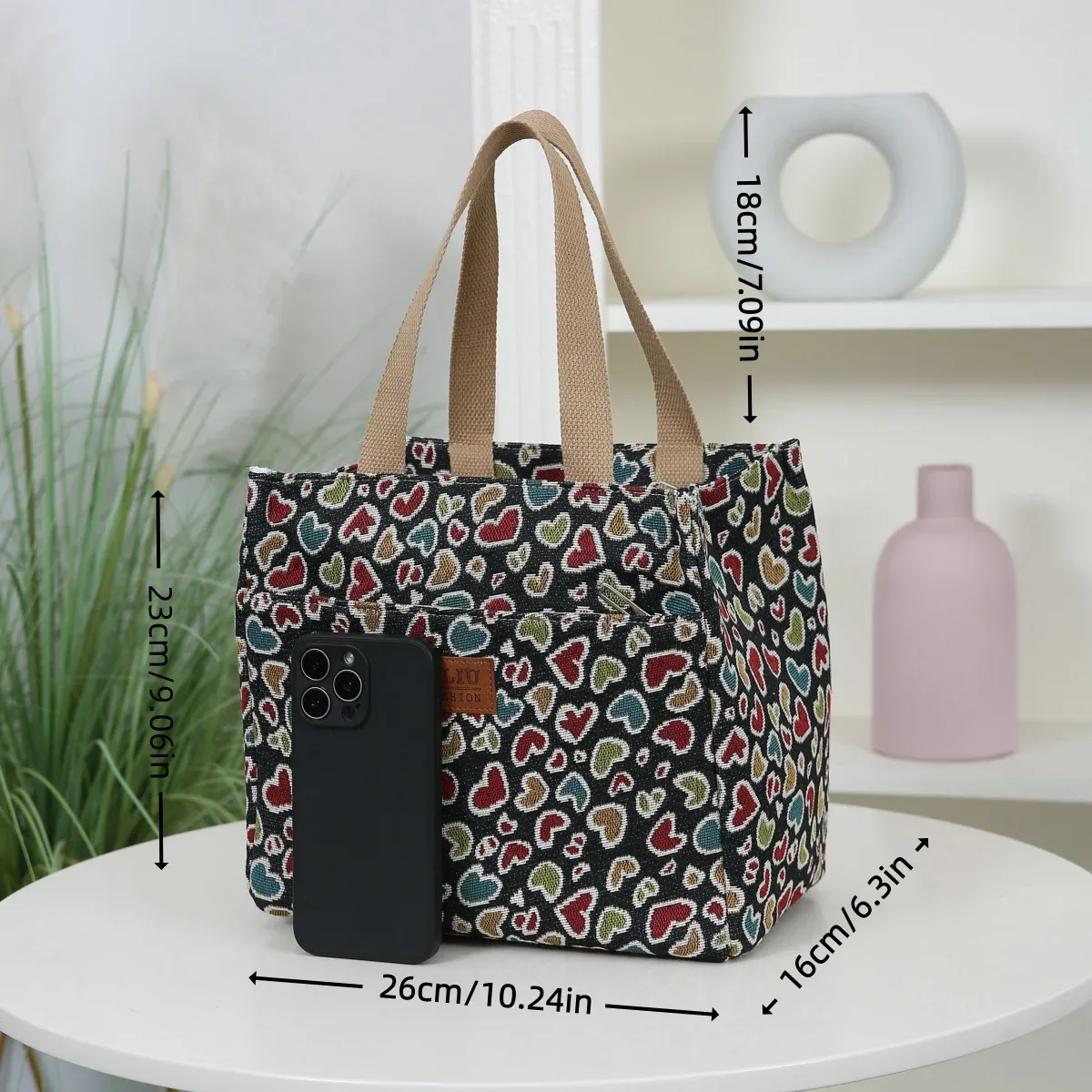 Grande capacité, doublure en aluminium, poche avant zippée, sac à main, sac à lunch, sac de rangement pour boîte à lunch, sac portable pour articles divers