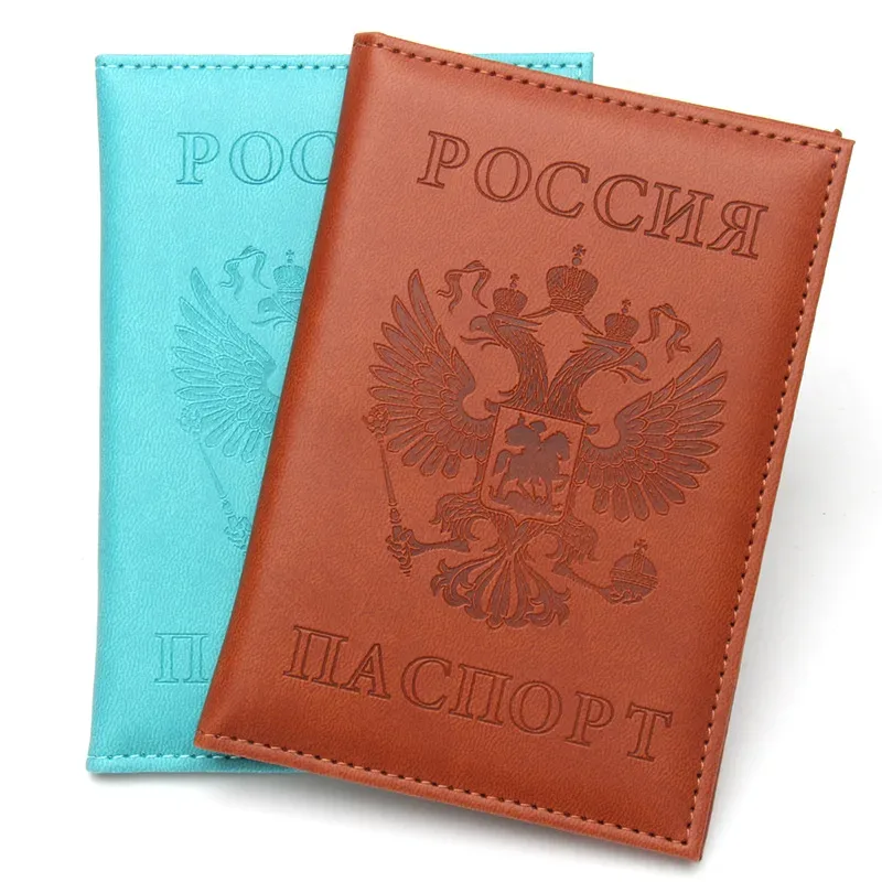 porte-passeport russe, couverture en cuir, portefeuille, porte-carte d'identité de voyage